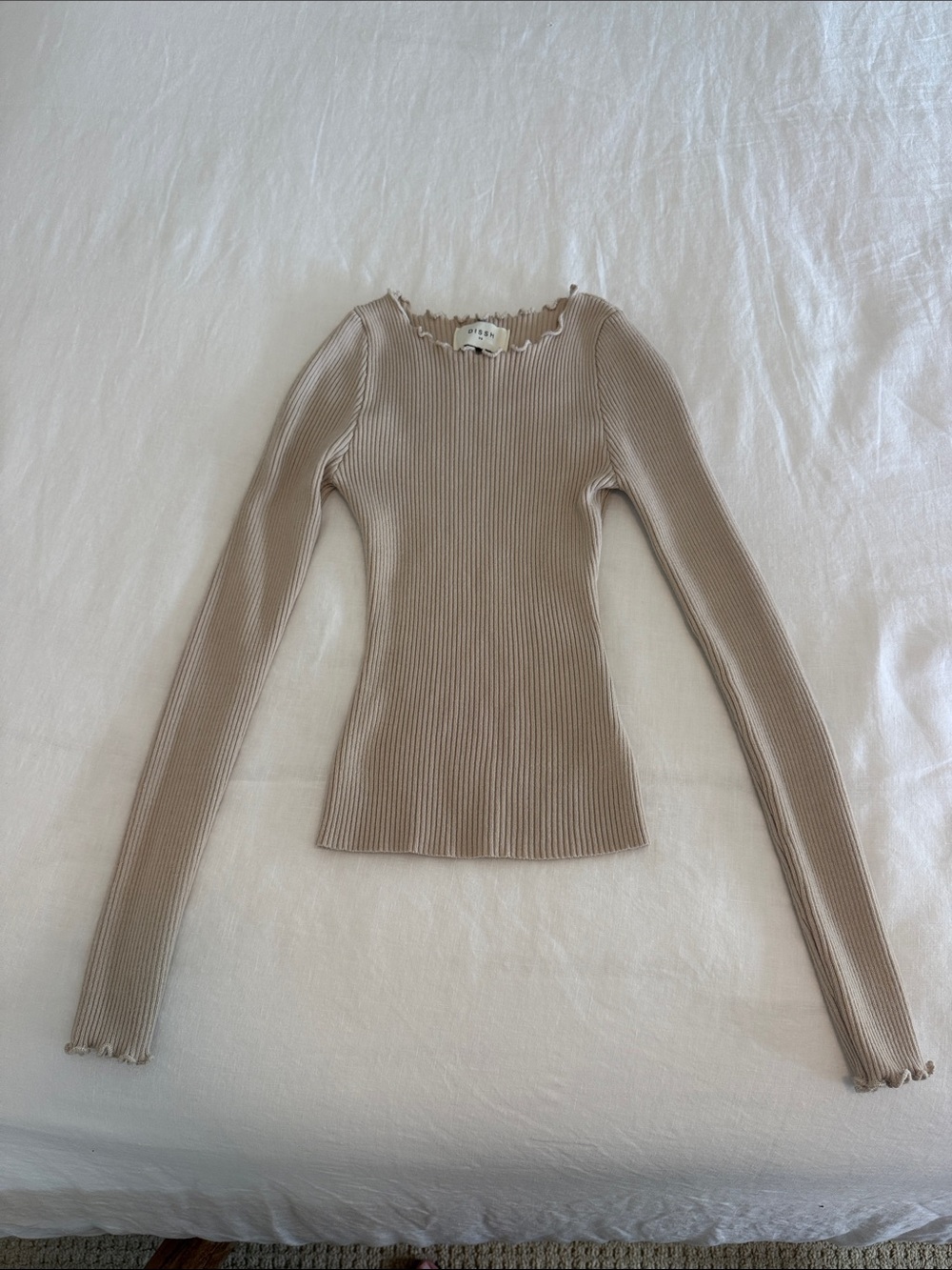 DISSH Ribbed Long-Sleeve Top - Beige